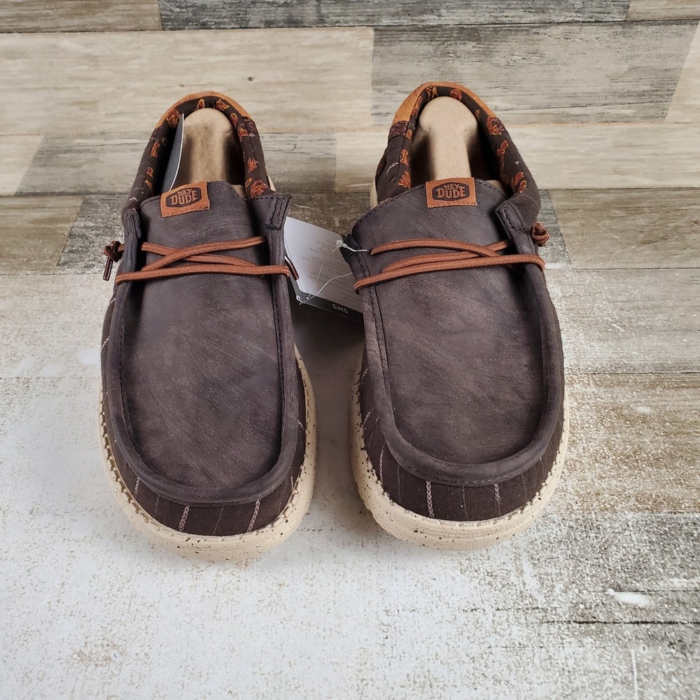 Hey Dude Wally Western Mens Loafer Shoes Sz 9 Delicioso Brown Multi Comfort - Picture 2 of 10